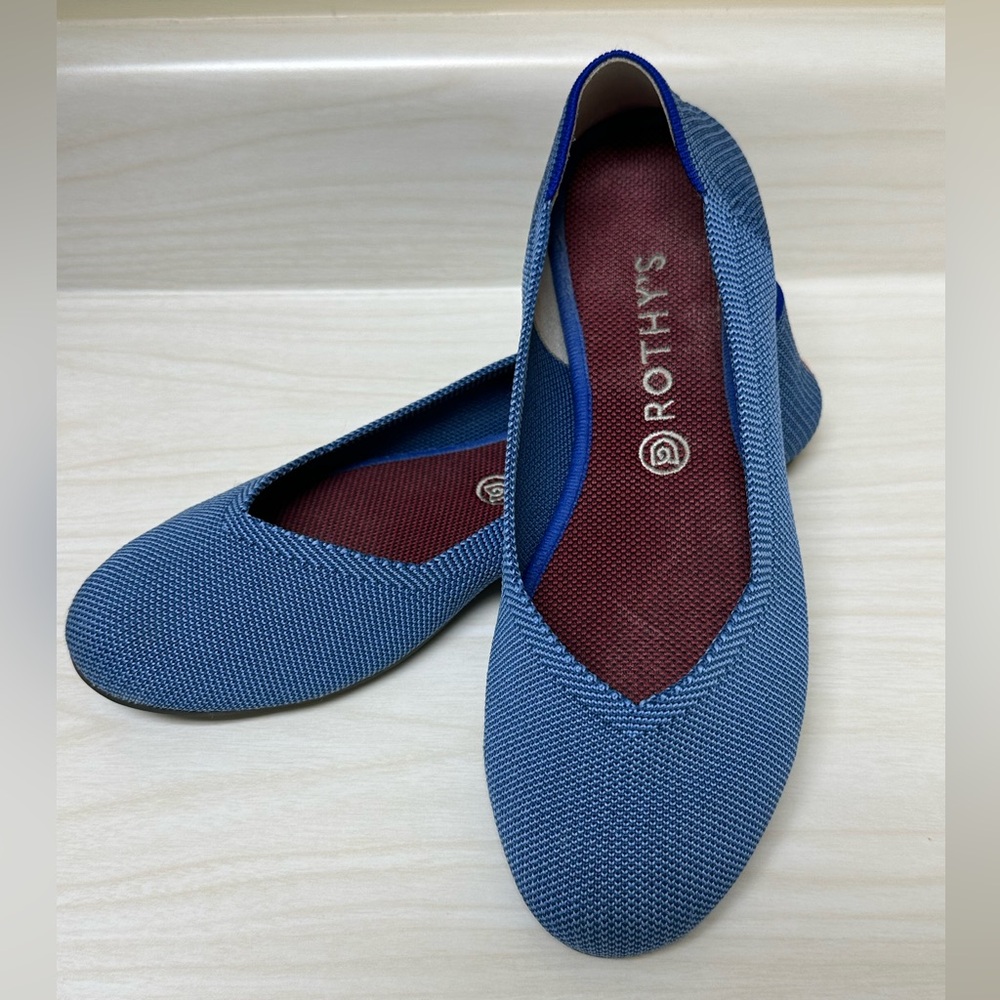 Rothy's The Flat in Indigo Mini Stripe - Size 10.5